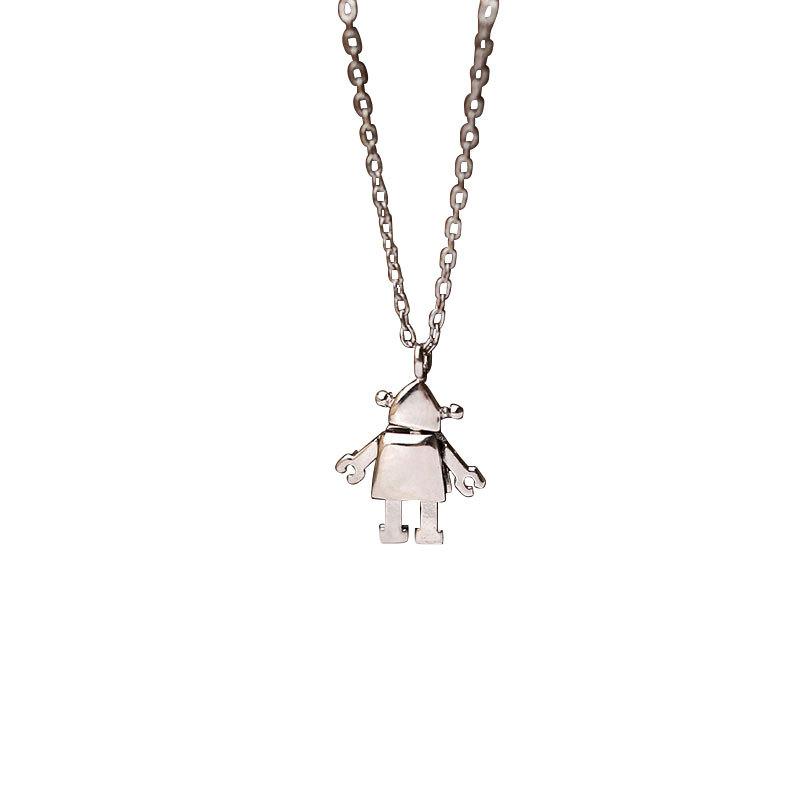 Robot Pendant Necklace Fashion Creative Personality Disco Hip-hop Trendy Collarbone Chain