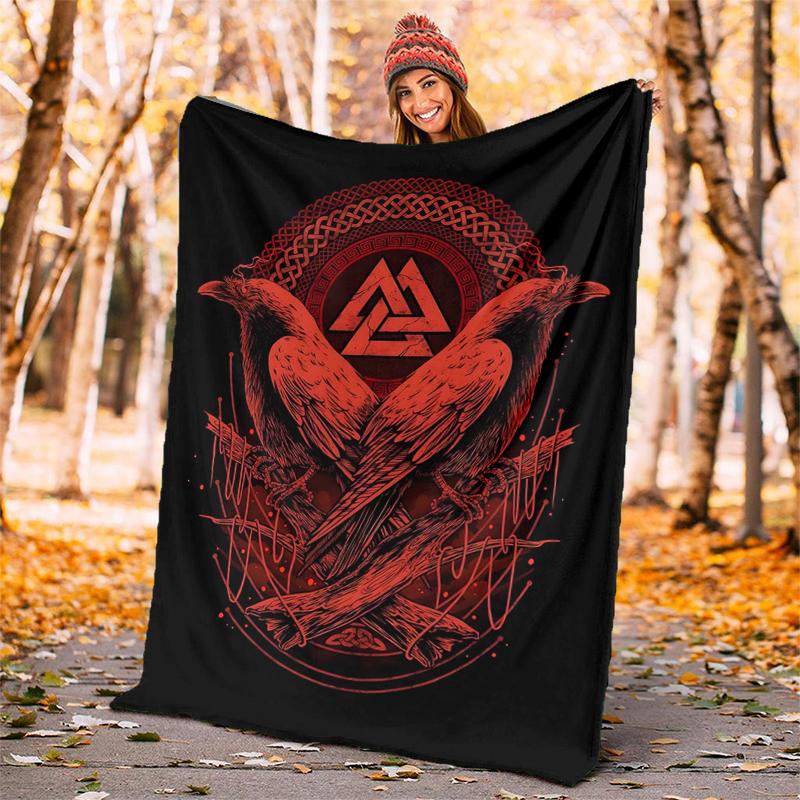Nordic Mythology Flannel Blanket Soft All-Season Throw, Design for Camping, Car Travel, Hiking Sofa, Bed, Office Perfect Gift for Parties