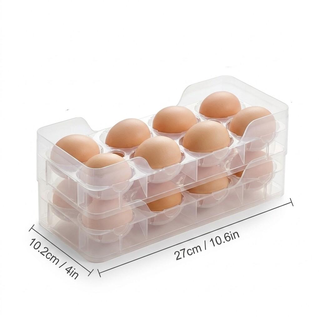 Egg Storage Box Refrigerator Organizer Stackable Plastic Food Containers With Lids Portable Handle Space Saving Kitchen Holder