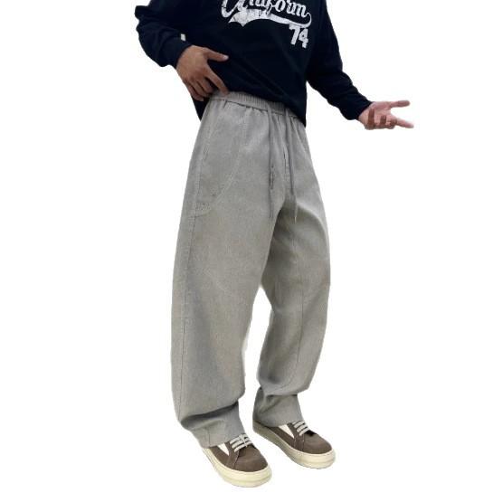 Spring and Autumn new trendy brand splicing tooling casual pants men's American light luxury ruffian handsome fashionable versatile wide-leg trousers