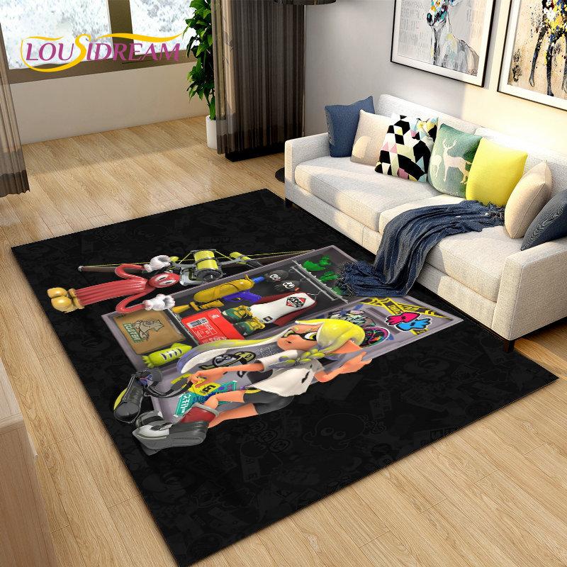 PC Splatoon, Game Gamer Cartoon Bereich Teppich, Teppich Teppich für Wohnzimmer Schlafzimmer Sofa Fußmatte Dekoration, Kinder spielen rutschfeste Bodenmatte