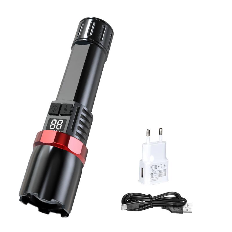 High Power LED Flashlight Powerful USB C Rechargeable Tactical Zoom Flashlight with 3 Gear Outdoor Camping Hiking Fishing Torch