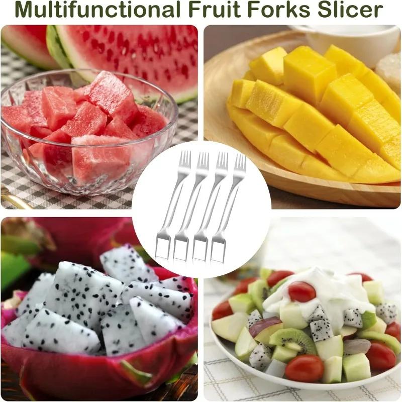 Kitchen Watermelon Fork Slicer - Stainless Steel 2-in-1, Portable Watermelon Fork, Watermelon Slicer Tool, Fruit Cutting Gadget