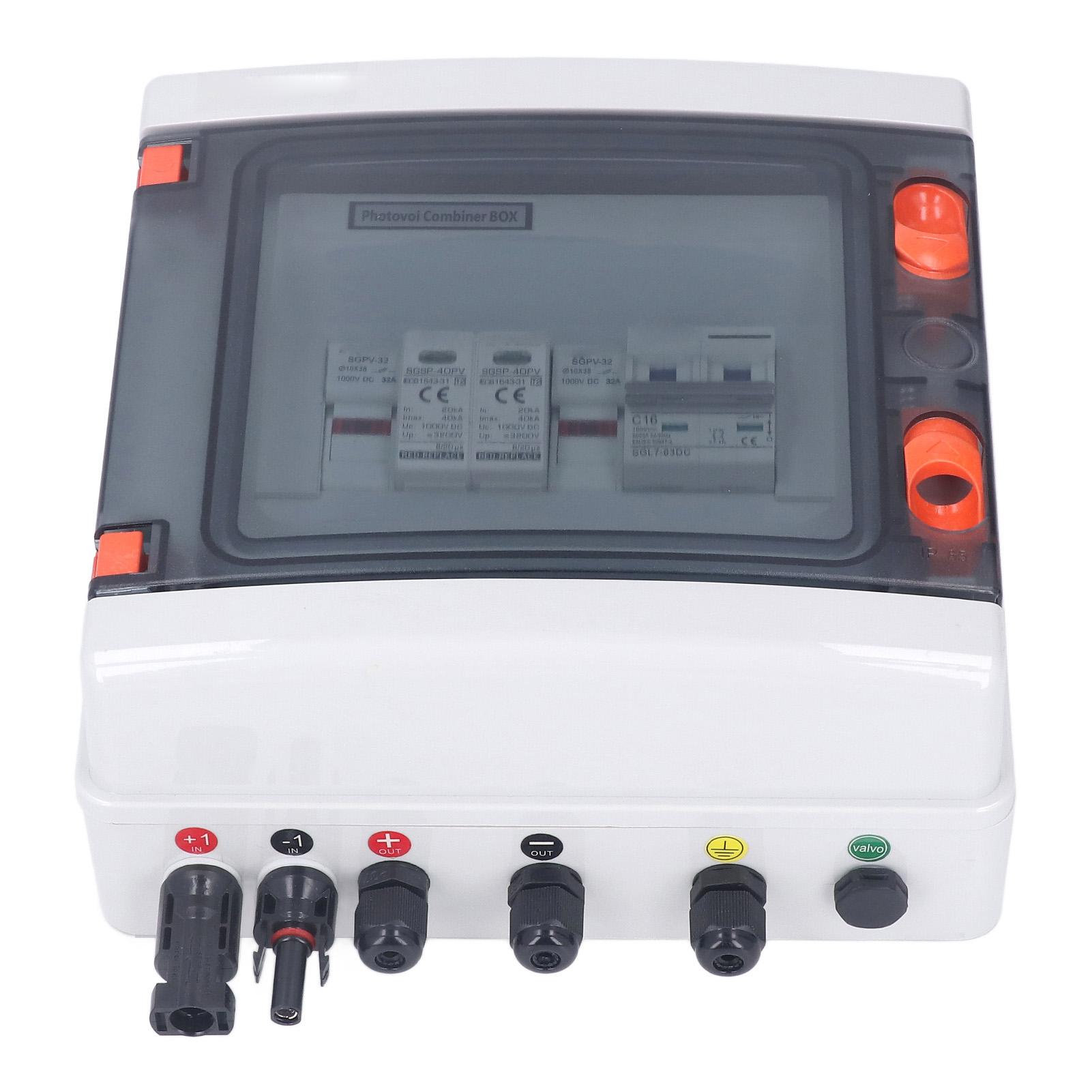 

DC1000V PV Combiner Box Waterproof 1 in 1 Out Solar Combiner Box with 15A Fuse 16A Circuit Breaker