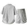 Summer Solid Color Basic Versatile Ice Silk Set Men's Shirt Short Sleeved Set Men's Two-piece Set