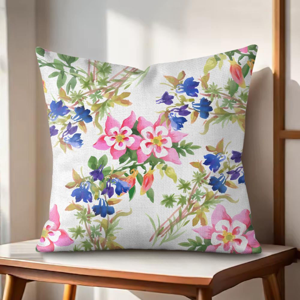 Minimalist Floral Art Cushion Cover Natural Linen Organic Fabric DoubleSided Printing Couch Pillow Covers Home Decor Gift