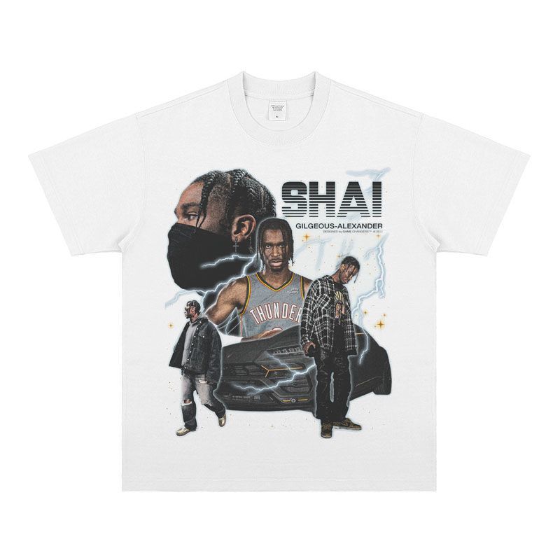 

Heavyweight Retro American Round-neck Printed Basketball Pure Cotton Short-Sleeve T-shirt for Sports Trend S разноцветный
