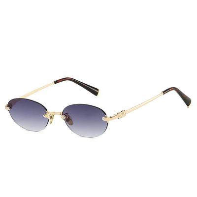 Oval Shape Women'S Sunglasses European American Style Rimless Women Sun Glasses Anti-Reflective Men Sunglass