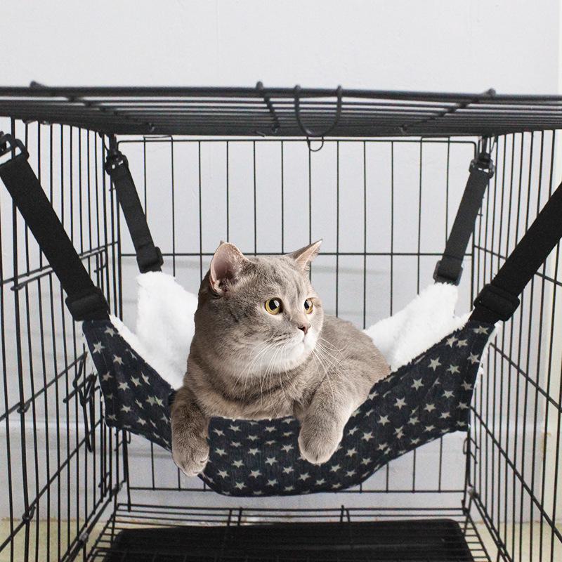 Adjustable Cat Bed Hammock with Breathable Velvet and Hanging Nest Toy