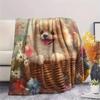 Pomeranian Print Flannel Blanket, High quality Comfortable for All Seasons, Home Decor, Warmth and Comfort, Perfect for Christmas Gifts