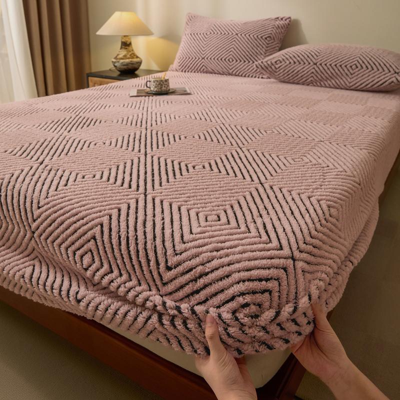 Drap-housse en polaire Tafu Jacquard Couleur unie Housse de protection de matelas Antidérapant Anti-mites Douce Respirante Housse de matelas