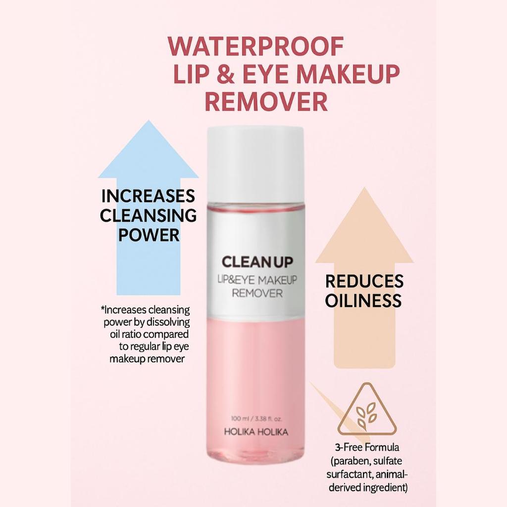HOLIKA HOLIKA Clean Up Lip & Eye Makeup Remover 100ml / 3.38 Fl.oz. (3 Options)