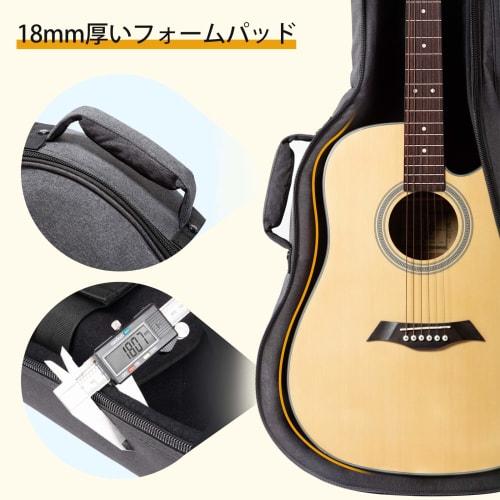 CAHAYA Acoustic Guitar Gig Bag with Neck Pillow, 18mm Sponge (Patent No. 007468509-0002), Semi-Hard Acoustic Guitar Case with Five Large Pockets, Shou