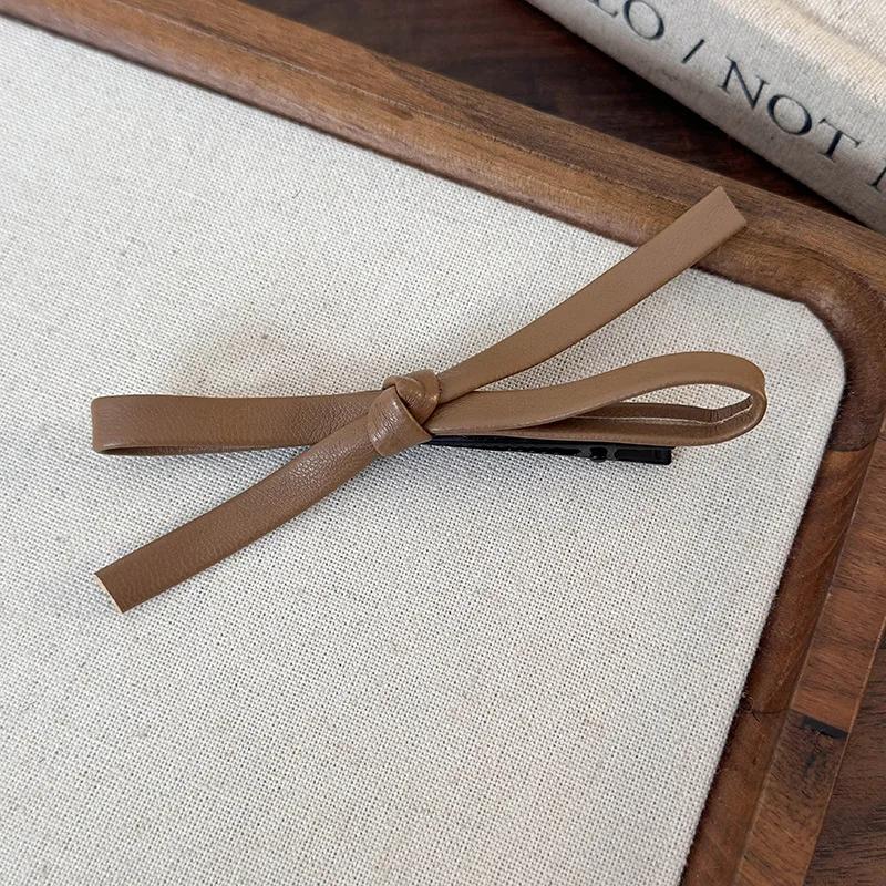 Leather Hair Clips Retro Bowknot Hairpins for Girls Sweet Barrettes Hairpin Hairgrips Women Fashion Hair Accessories Headwear