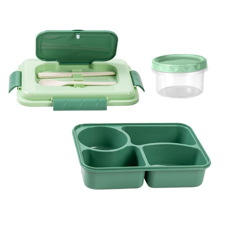 Food Container With Divided Compartments Soup Bowl Utensils Microwave Safe Plastic Lunch Box For Home Office