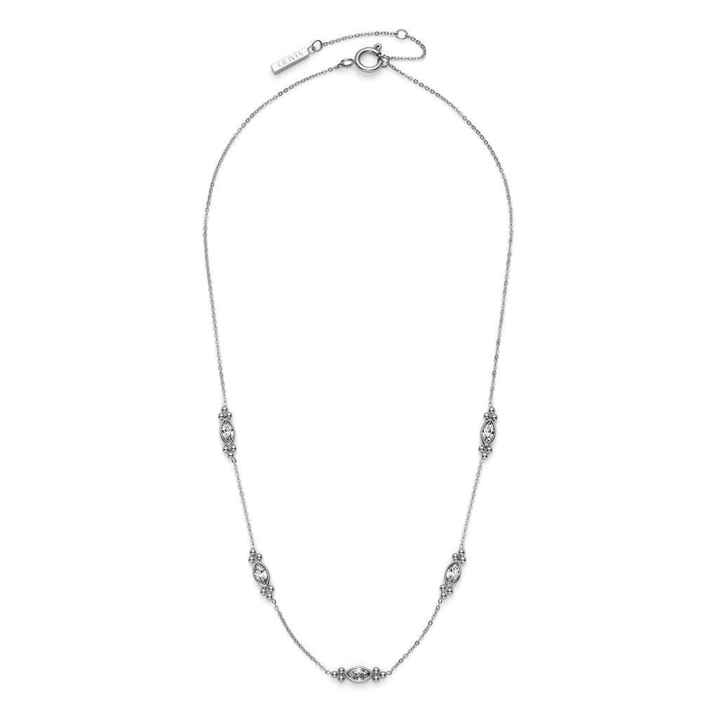 Olivia Burton Classic Dainty Silver Authorized Retailer Necklace, Station, 24100276,