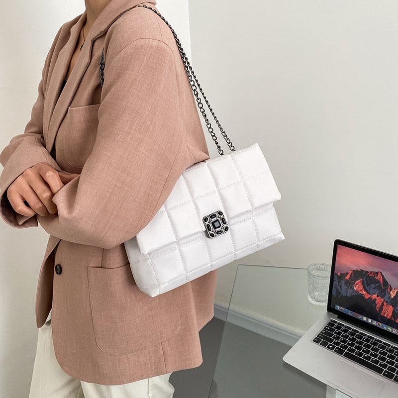 IELGY Vintage Lock Rhombus Chain Bag Women's One Shoulder Messenger Bag
