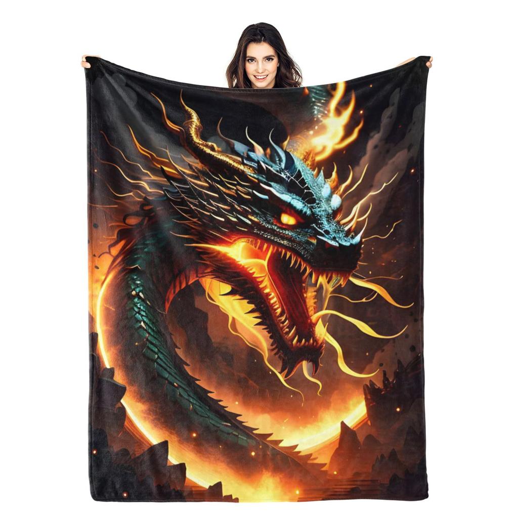 Blue Dragon Print Gift Blanket Home Decoration Gift Soft Flannel Blanket Nap Blanket Gift Blanket Source