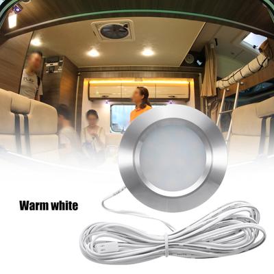 Travel Recessed 12LED Lights Round RV Boat Recessed Ceiling Light Ultra-Thin Camper Interior Lighting Small Downlight with Cable