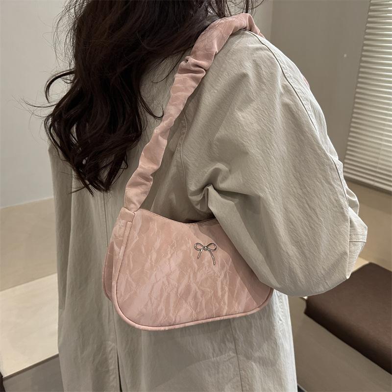 Korean Style Ruched High Aesthetic Armpit Bag for Women, Retro Single Shoulder Handbag, Personalized Handheld Purse