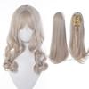 Light gray Roman curl loli hair clip twin ponytail full head wig