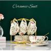 European Bone China Coffee Cup Set – Porcelain Cup, Saucer & Spoon Flowers Tea Set