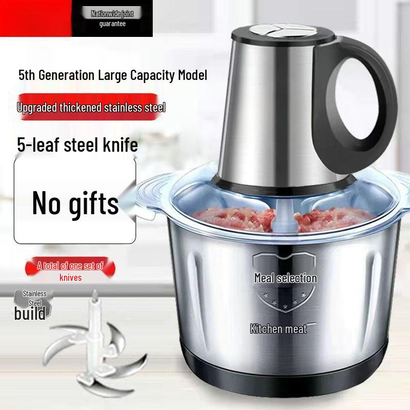 Rechargeable Multi-Function Electric Garlic Masher Meat Grinder Set 5L, 3-speed, stainless steel bowl