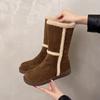 Fashion 2025 Winter Short Plush Snow Boots Suede Ladies Shoes Slip-on Women's Botines Fashion Flat Bottom Casual Cotton Shoes for Women