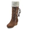 New Slope Heel Warm Snow Boots Comfortable Casual Women's Shoes Winter Cross Strap Fashionable Frosted Boots