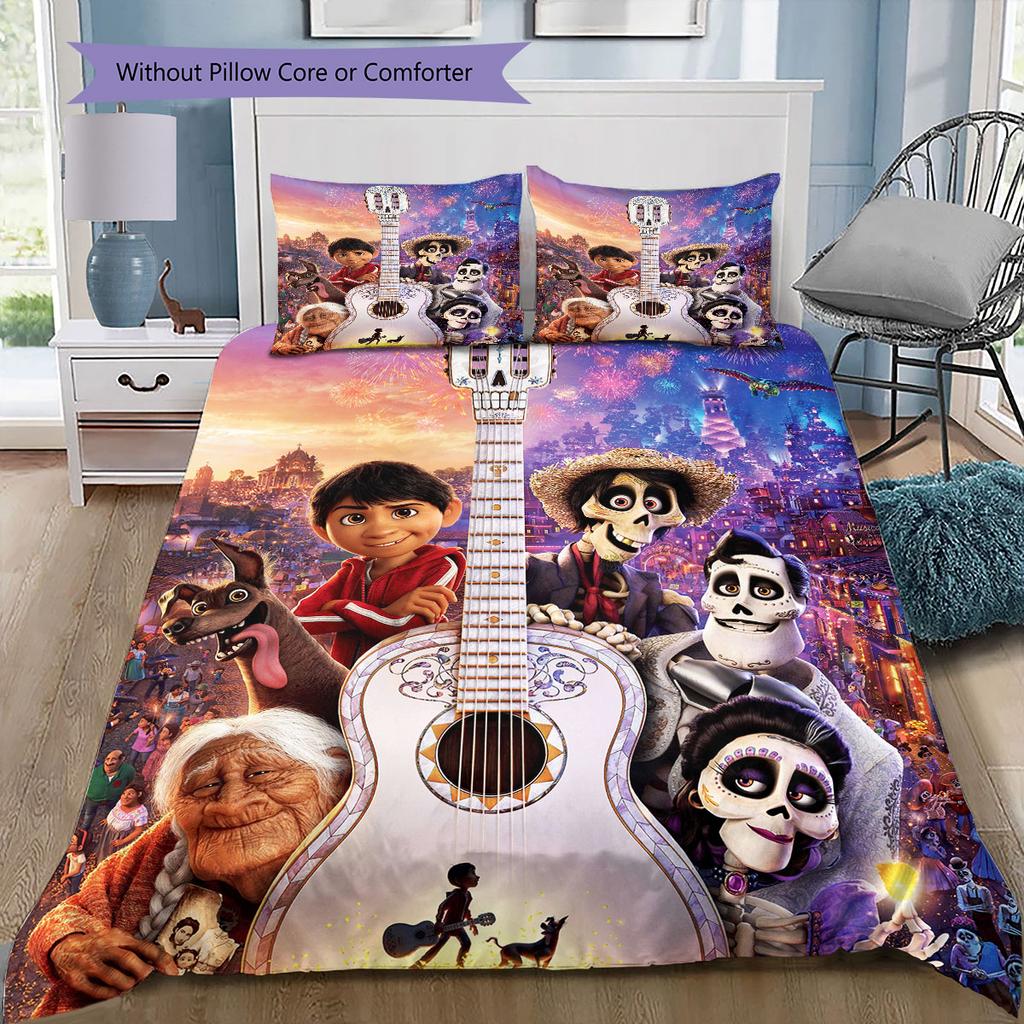 COCO Pattern Bedding Home Decoration Birthday Gift ( 1 duvet cover + 2 pillowcase, without core),fan merchandise.
