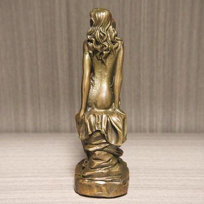 1Pc Beautiful Oriental Women Sculpture Desktop Ornament Antique Brass Female Statue Arts Home Fashion Indoor Decors Craft