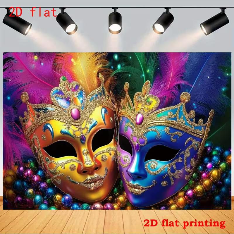 2D Mardi Gras Masquerade Masks Photography Backdrop Carnival Party Background