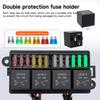 12V Fuse Relay Box with 4 Relay Blocks 12-Way Fuse Holder Dual Pre-Wired Automotive Fuse Block with Cover for Car Truck Marine RV Boat
