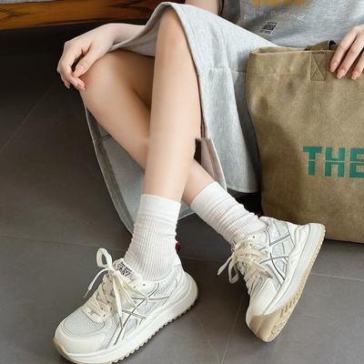 Mesh Breathable Commuter Training Shoes Summer Thin Thick Mesh Lightweight Soft Sole Small Casual Dad Shoes