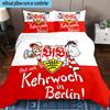 3-teiliges VfB Stuttgart Maskottchen Aufdruck Bettwäsche-Set, Enthält einen Bettbezug und zwei Kissenbezüge für das Schlafzimmer, Geeignet für alle Jahreszeiten