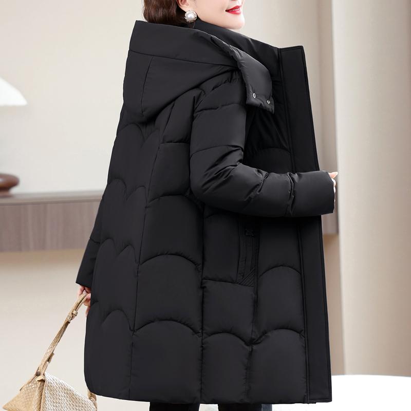 Women Plus Size Long Hooded Padded Coat Winter Warm Ladies Cotton Outerwear Jacket
