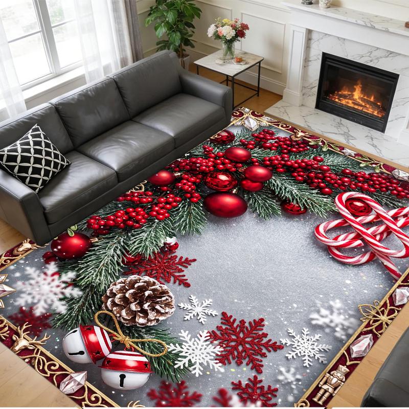 Christmas Printed Square Area Rug Soft Non Slip Floor Carpet For Bedroom Holiday Gift