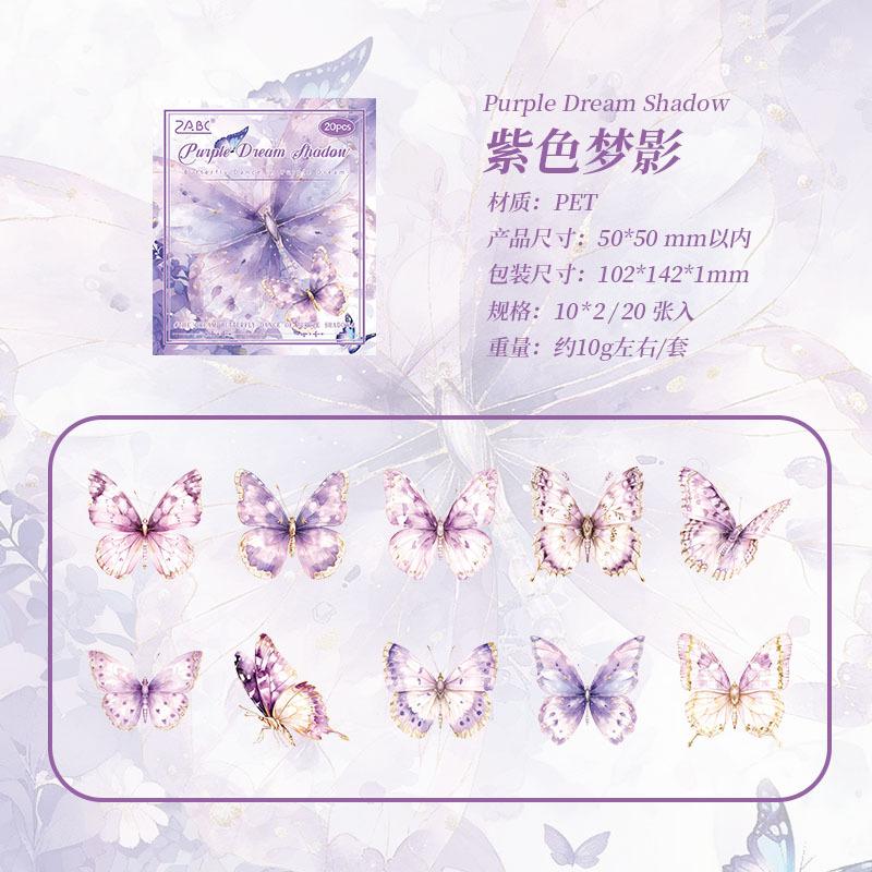 20-Sheet Vintage Gold-Foil Colored Butterfly Stickers, Shiny Foil Accents on Vibrant Wings for Hand Account, Scrapbook & Album