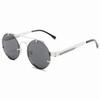 Round Steampunk Sunglasses Men Vintage Rimless Sun Glasses For Women Metal Punk Sun Glasses Elastic Temples Lentes