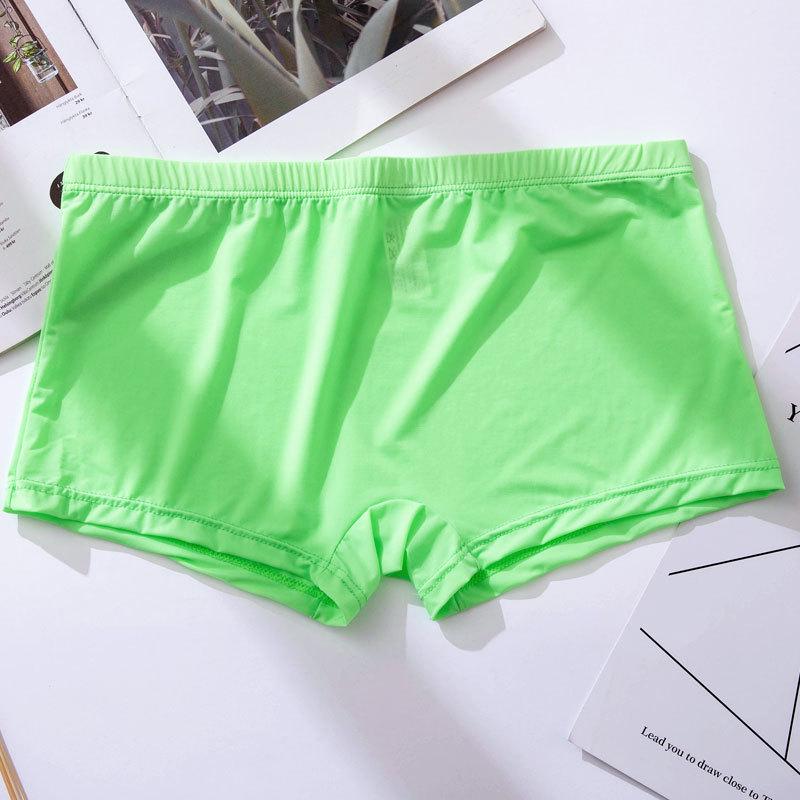 New Ice Silk Men's Ultra-Thin Transparent Low-Rise Boxer Briefs - Breathable Square Leg Design