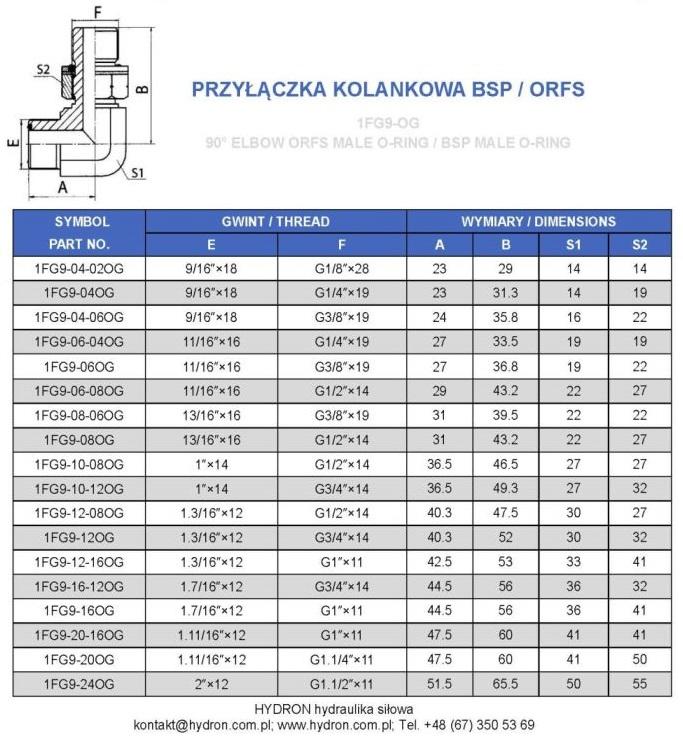 Raccordo a Gomito 90° Bsp/Orfs 1/4" / 9/16"