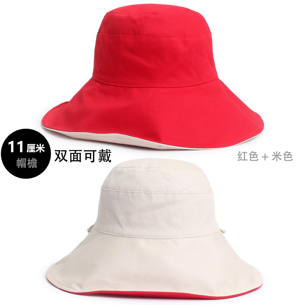 Summer New Bucket Hat Large Brim Women Travel Sunscreen Sunshade Double-sided Can Wear UV Protection
