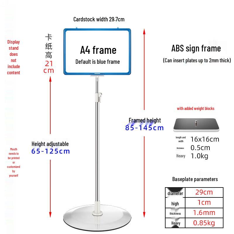 A4 Bodenständer Verstellbarer Schilderhalter