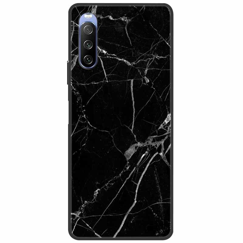 Soft Cover For Sony Xperia 10 III /5 III /1III Case Silicone Painted Marble Cat Funda Cover for Sony Xperia 1 II /10 II /5 Coque