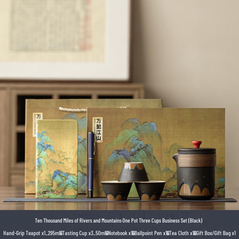 Portable Travel Tea Set - Ten Thousand Li Rivers and Mountains: Business, Festival, and Gift Edition