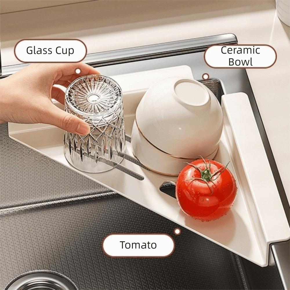 Triangular Sink Sponge Holder Hollowed Dish Drying Rack Dishcloth Sponge Stand  Bathroom