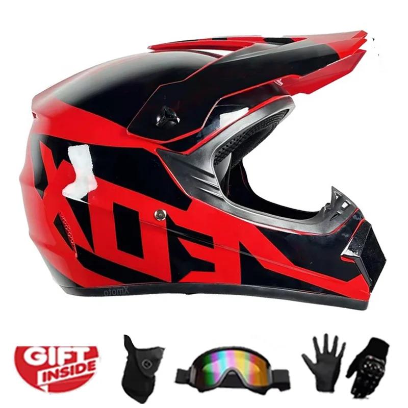 Full Face Motocross Helmet Kit Dot/Ece - For Adults & Youth - Comes With Mx Goggles & Gloves