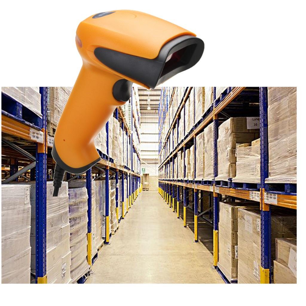 Yellow 10mA USB Bar Code Laser Reader Barcode Scanner with Stand Handheld Automatic Sensing (With Scanner Stand) New 19*9.5*7 Cm