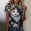 Summer Short Sleeved T-shirt Women's Casual Sports Top Cartoon 3D Printed Pattern Clothes
