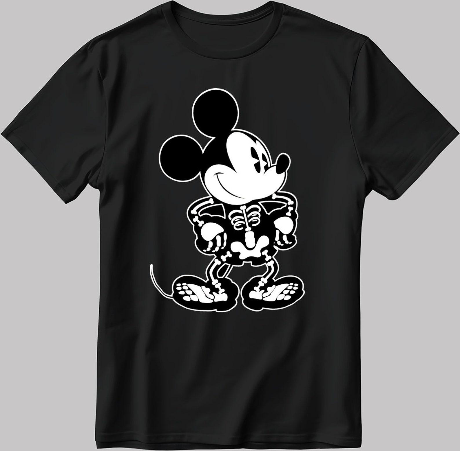Mickey Mouse Skeleton Short Sleeve White-Black Men s / Women s T-Shirt N121 XL
